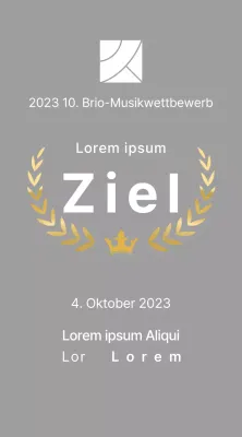 Siegerplakette des Wettbewerbskonzepts mit Lorbeerlinien und Kronenillustration