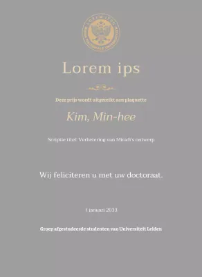 Luxe diploma-plaat met schoollogo en gouden rand