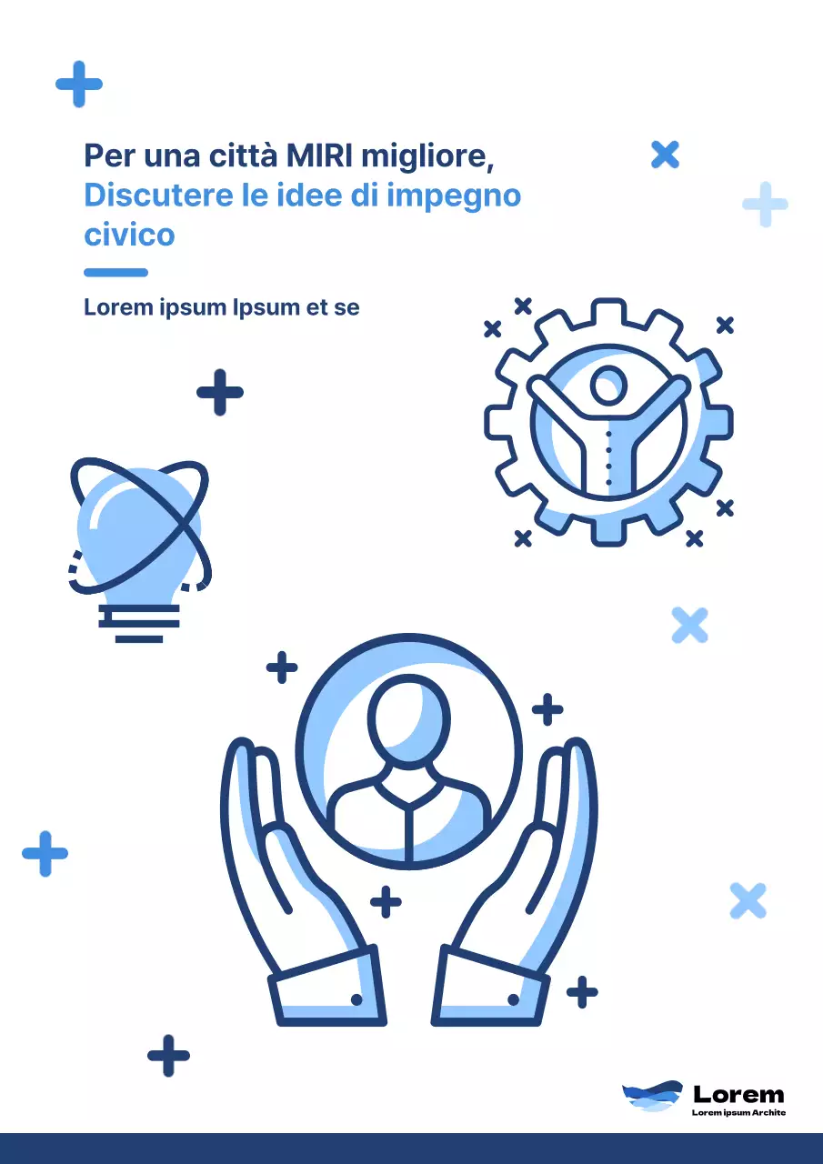 Un documento informativo sull'impegno civico in blu e blu navy