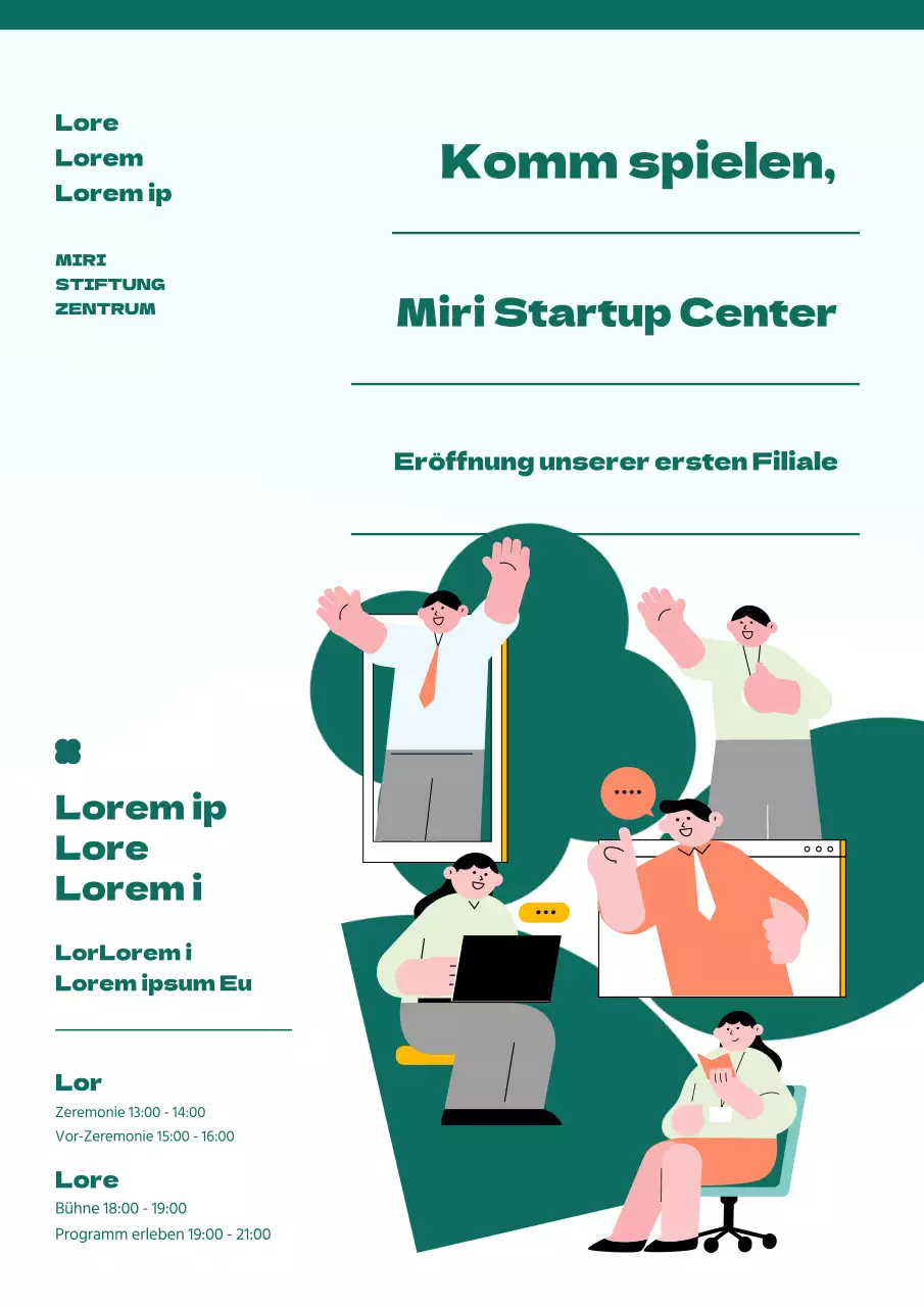 Flyer für die Eröffnung eines hübschen grünen Zentrums für Jugendunternehmertum