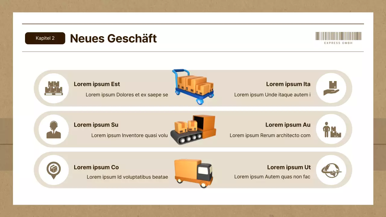 Einfacher Businessplan für Kurierdienste in Braun und Beige