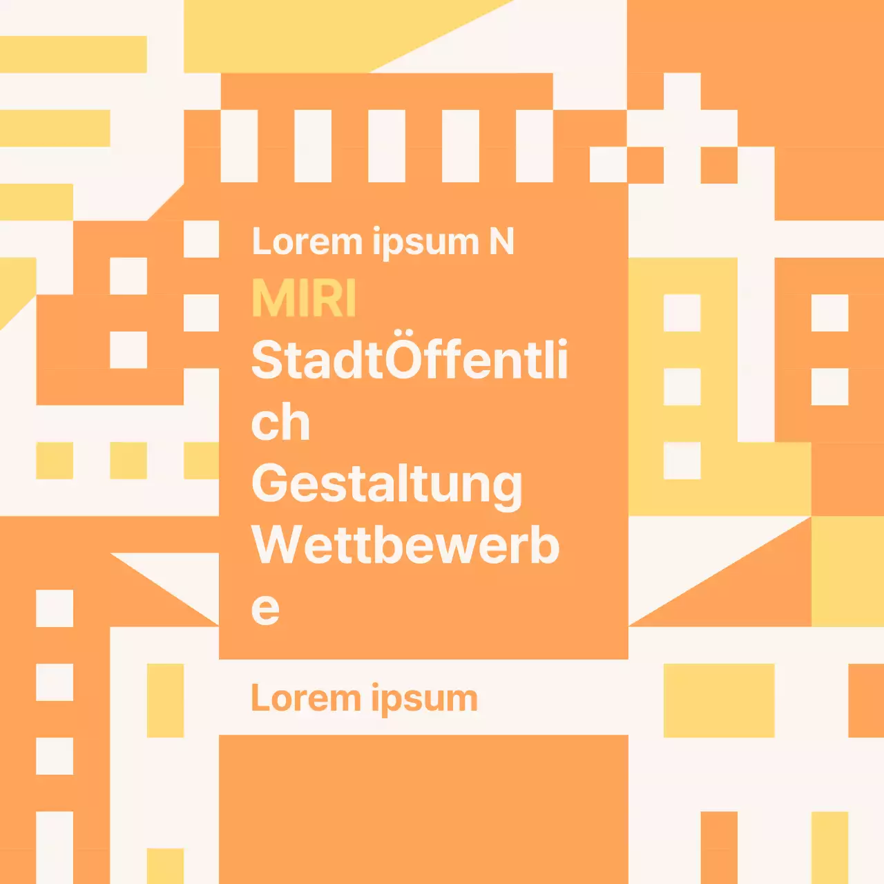 Förderung des orange-gelben, geometrischen öffentlichen Gestaltungswettbewerbs