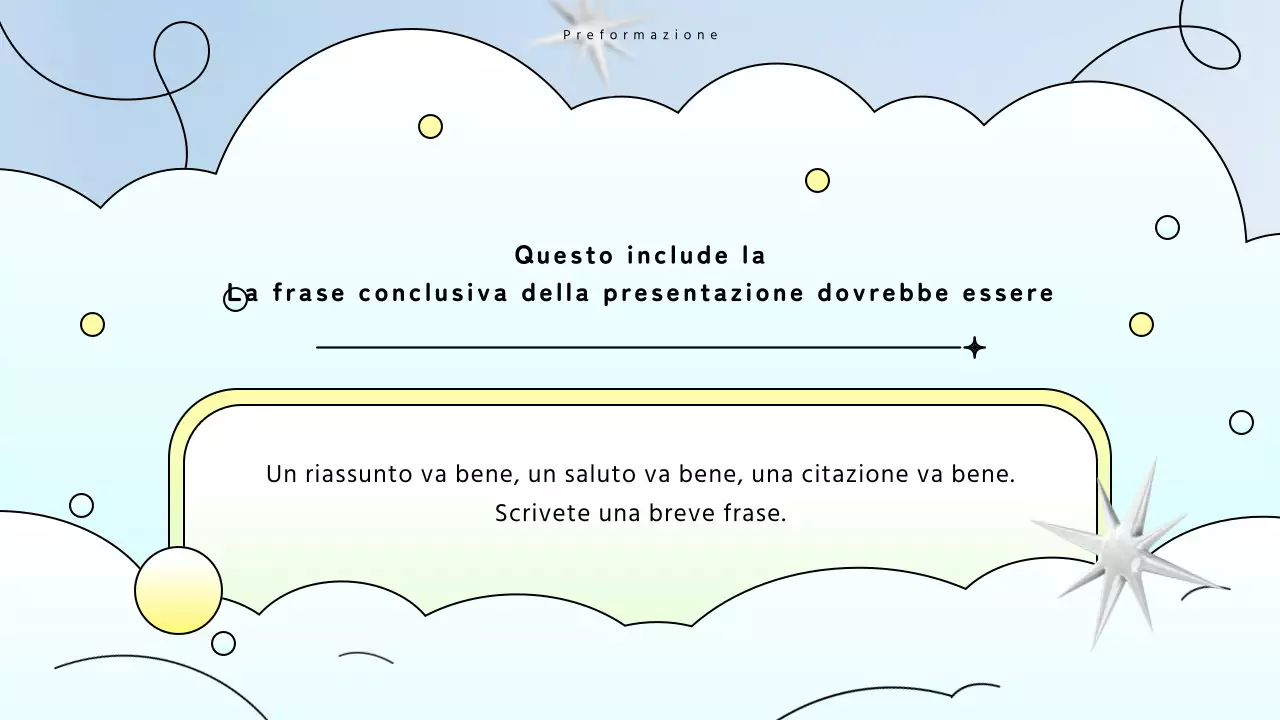 Presentazione di una proposta con sfondo giallo e blu chiaro, in stile kitsch