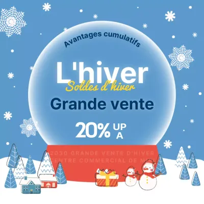 Faites la promotion de vos soldes d'hiver en bleu clair et blanc