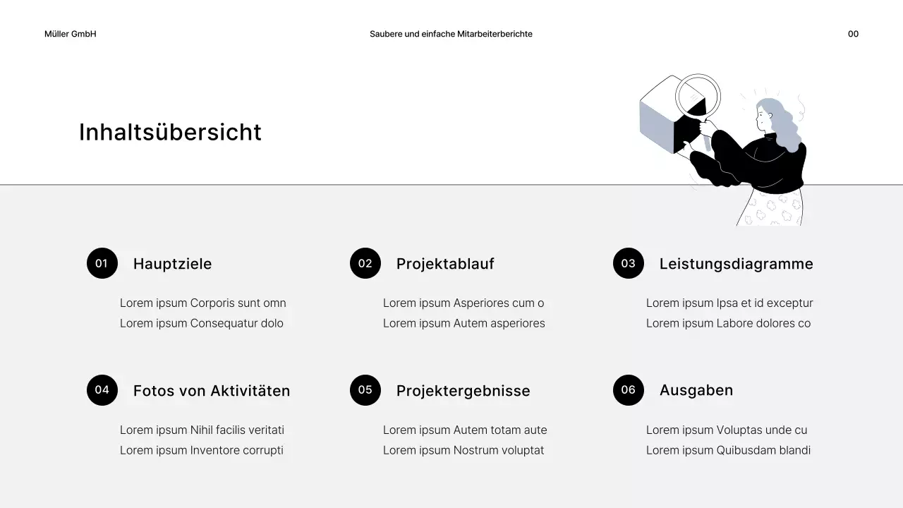 Einfache Geschäftsberichte in Grau und Schwarz