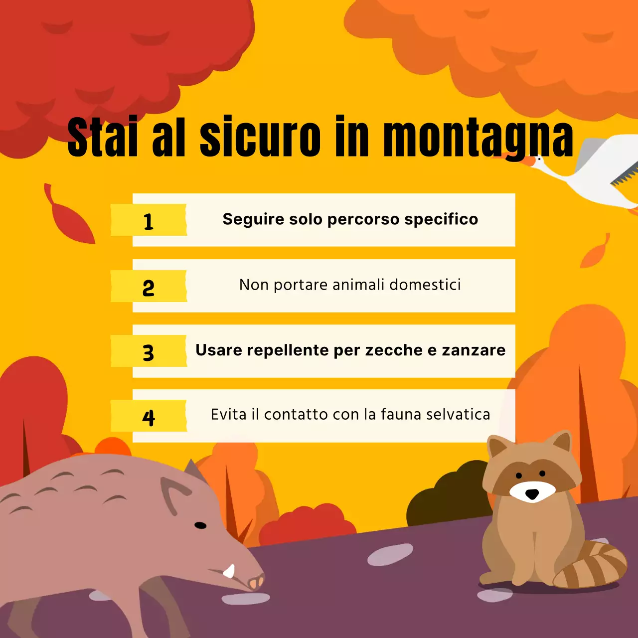 Una guida alla sicurezza della fauna selvatica naturale in arancione e giallo