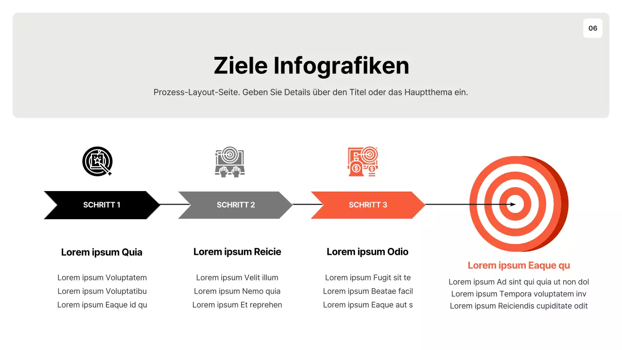 Ein einfacher, orange-grauer Zielsetzungsplaner