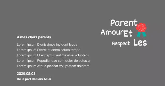 Calligraphie de la fête des mères avec illustration d'un œillet rouge