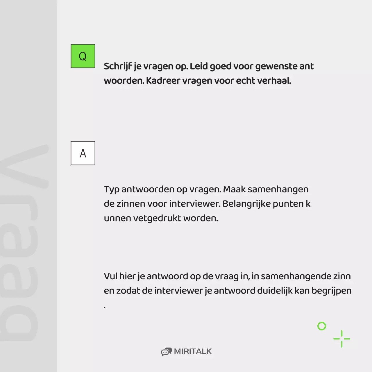 Een eenvoudige interviewpost voor een zakelijk portret in chartreuse en grijs