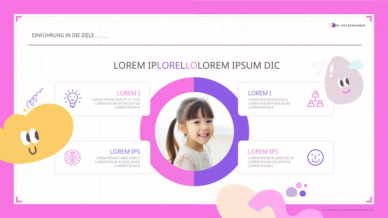 Niedliche rosa und lila Ausbilder Portfolio-Präsentation