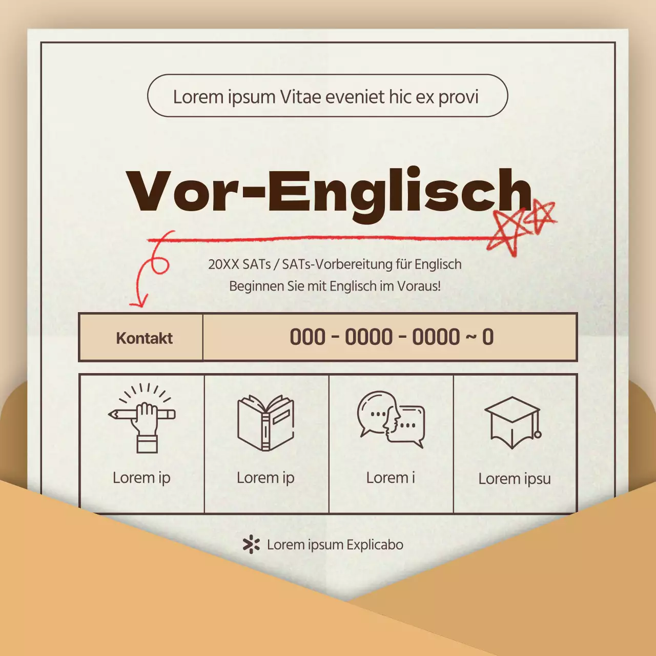 Ein einfacher beige-roter SAT-Prüfungstrend-Analysebericht für Akademien