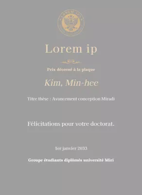 Plaque de diplôme luxueuse avec logo de l'école et bordure dorée