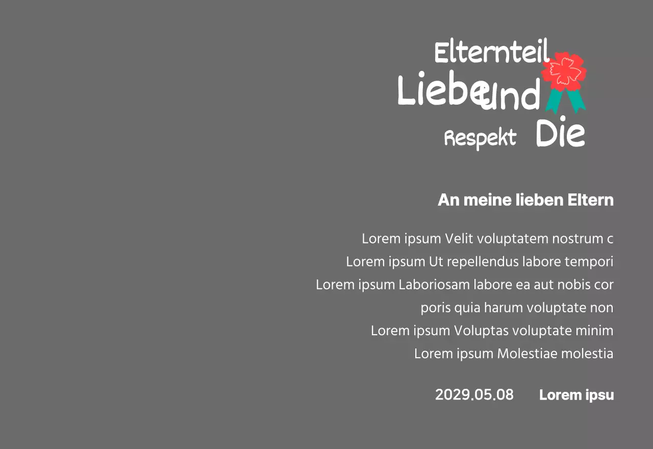 Kalligrafie zum Muttertag mit roter Nelke Illustration