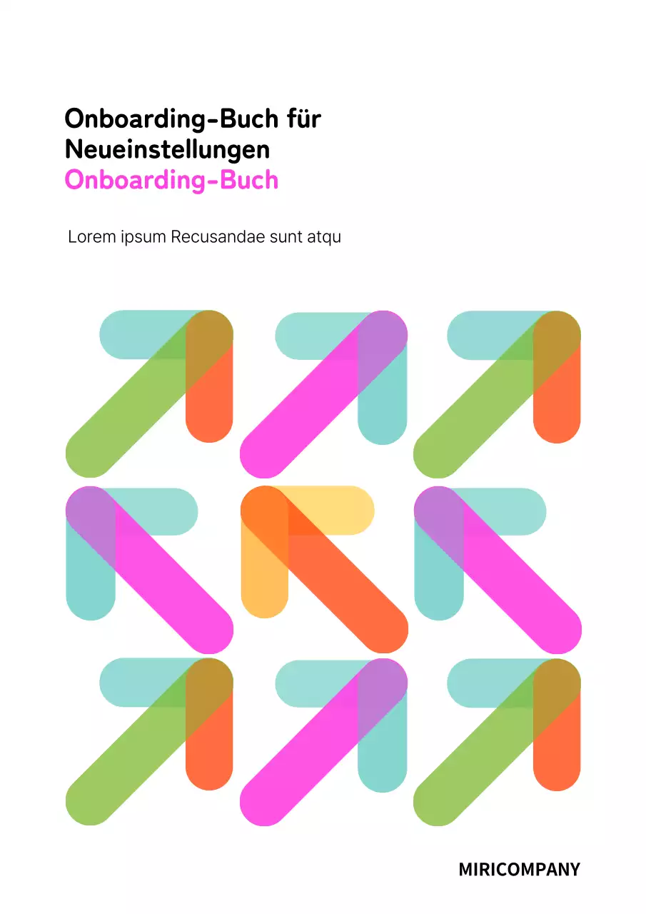 Fluoreszierendes, einfaches Onboarding-Buchcover für neue Mitarbeiter