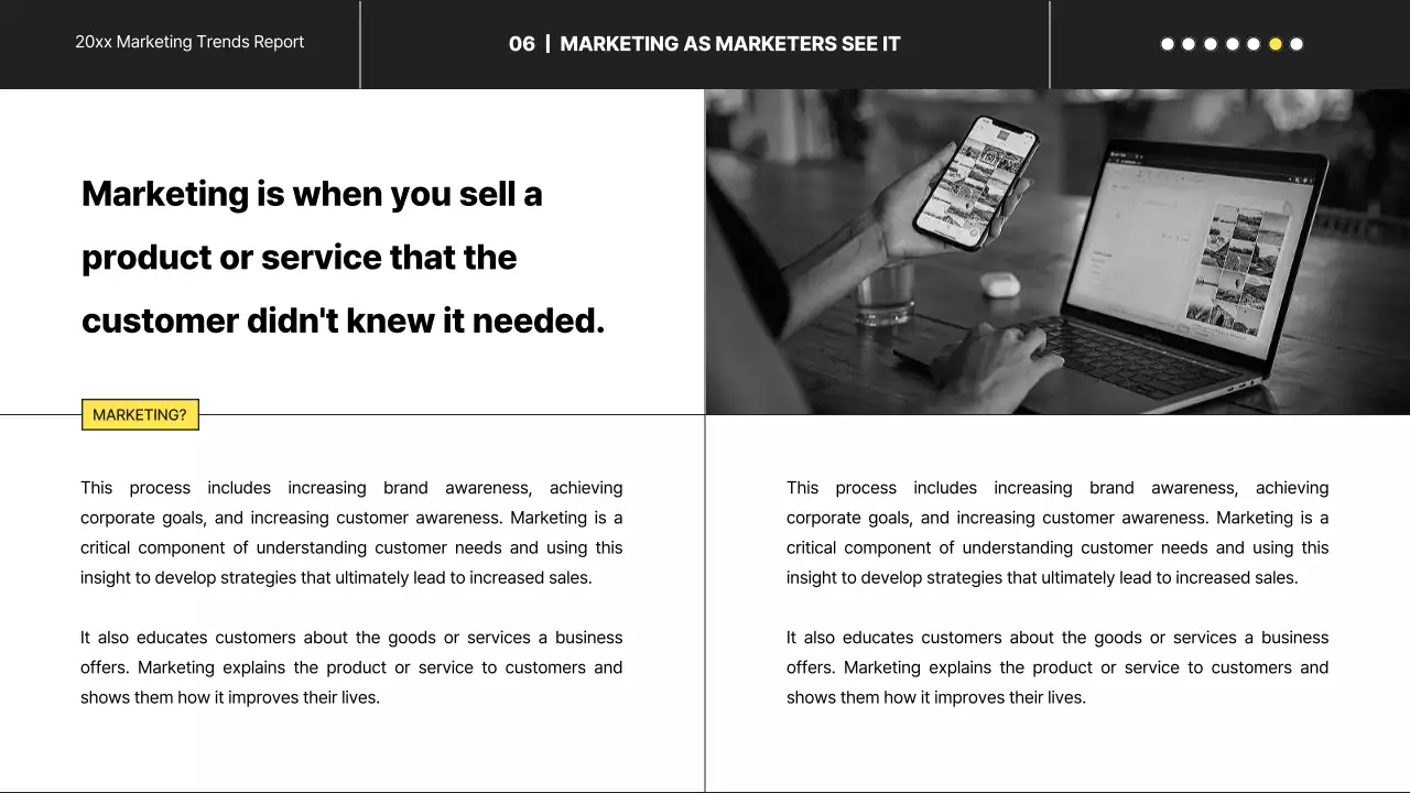 검정색의 트렌드한 마케팅 보고서