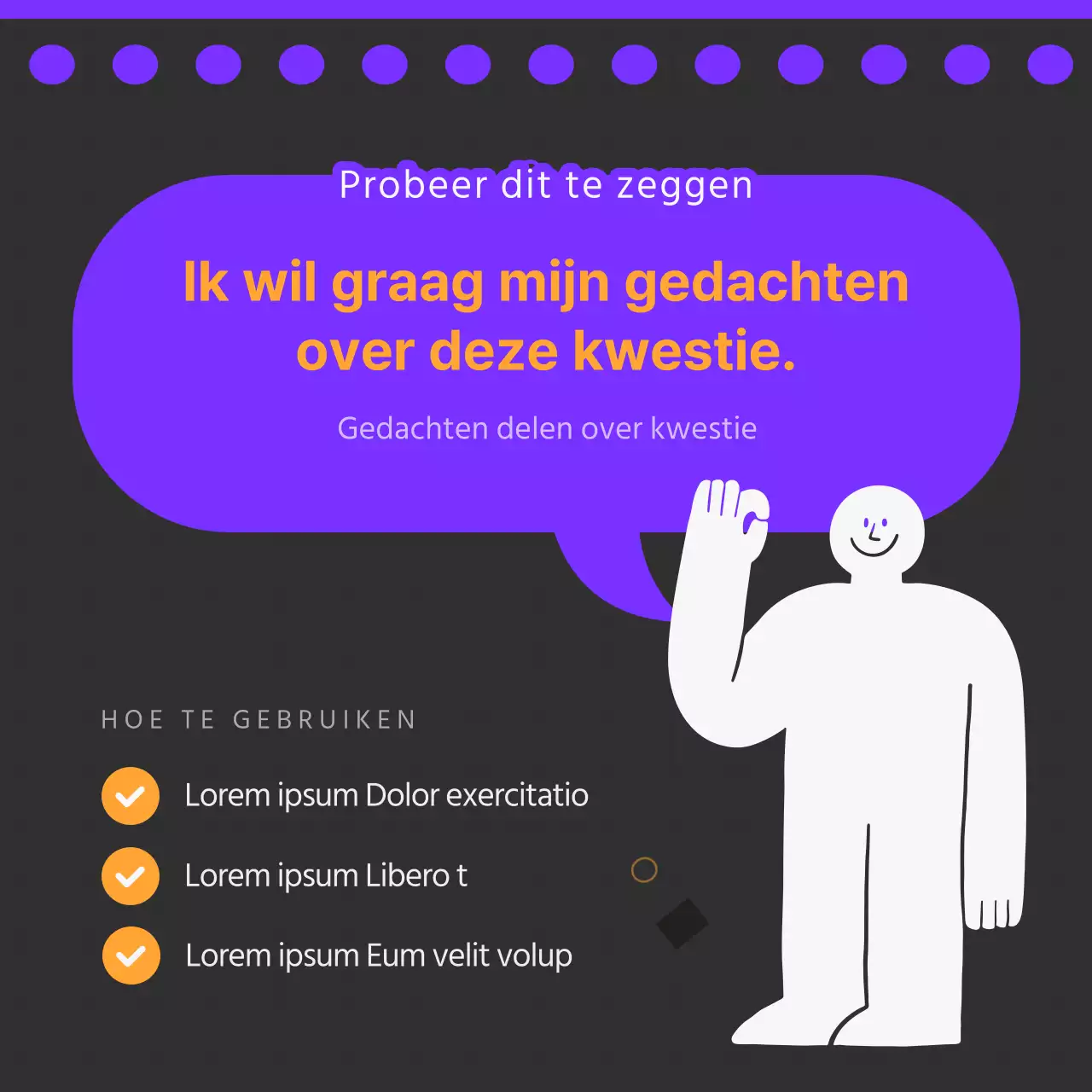 Promoot eenvoudig zakelijk Engels in zwart-wit en paars