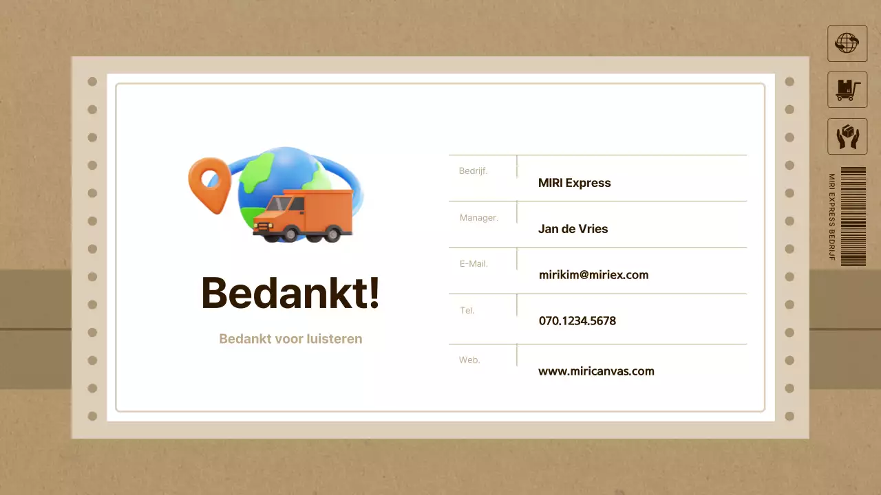 Eenvoudig bedrijfsplan voor koeriersbedrijf in bruin en beige