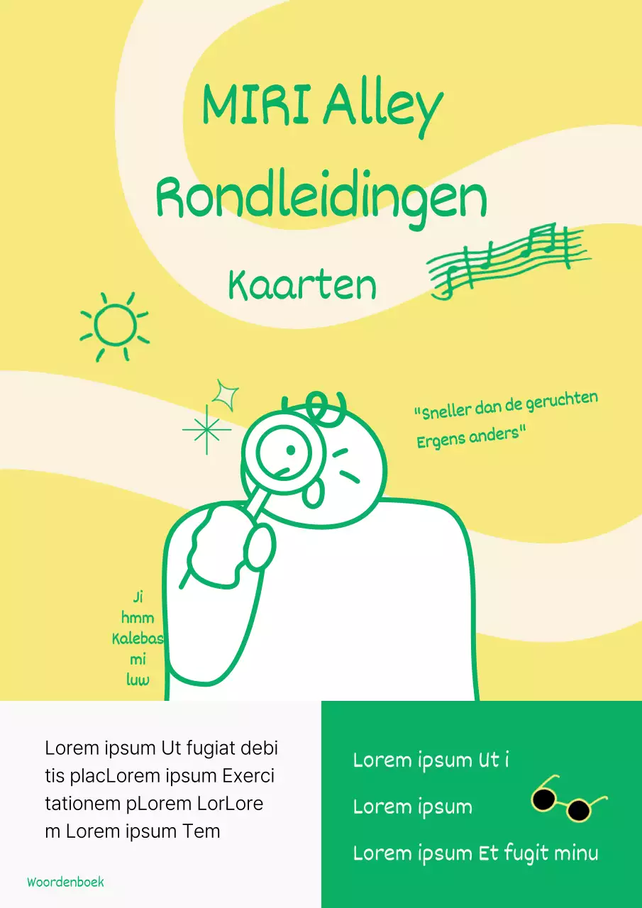 Gele en chartreuse minimalistische alley guide kaart cover