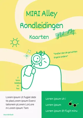 Gele en chartreuse minimalistische alley guide kaart cover