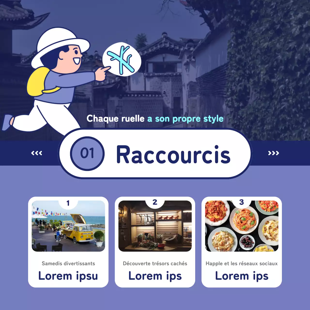 Promouvoir les produits touristiques locaux en mauve et bleu marine