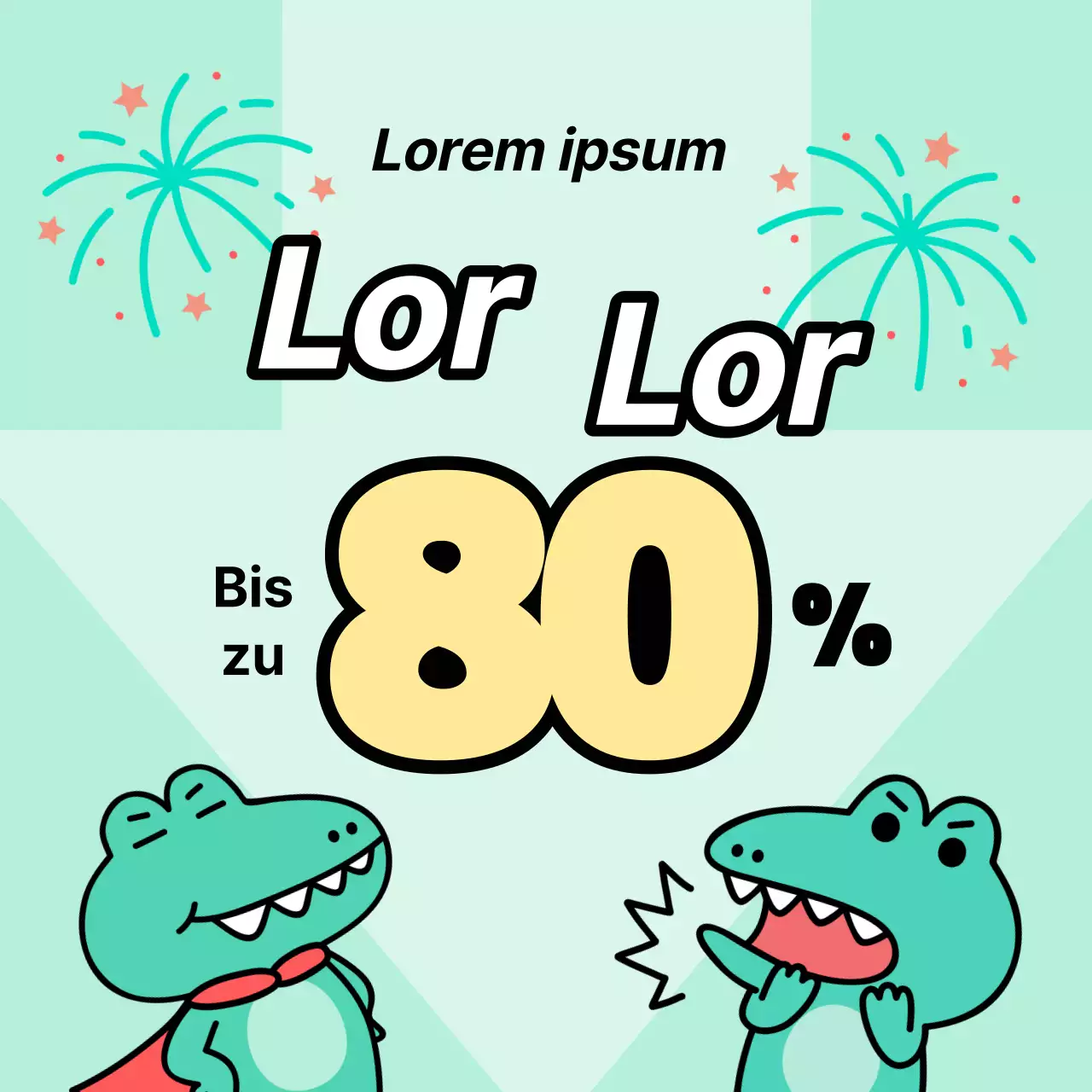 Ankündigungen von Argo, einer kitschigen Figur mit mintfarbenem Hintergrund