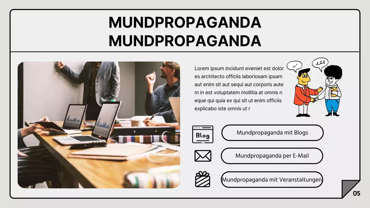 Ein einfacher Marketingbericht in Grau und Weiß