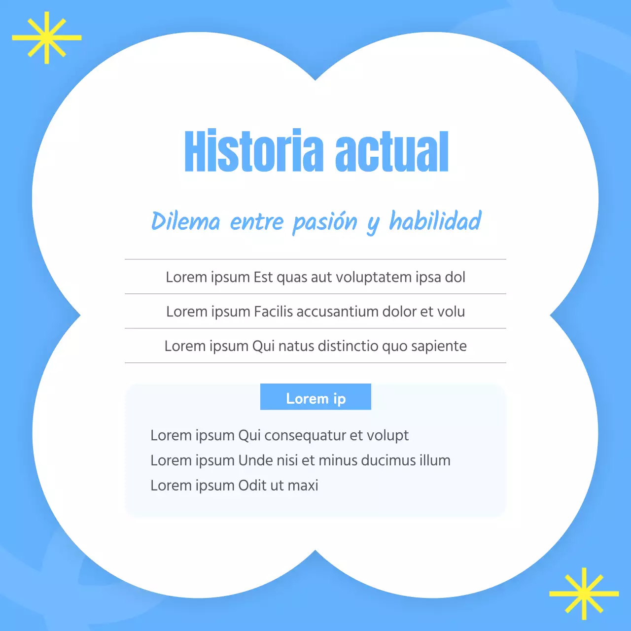 Una guía de consejos kitsch en azul claro y amarillo