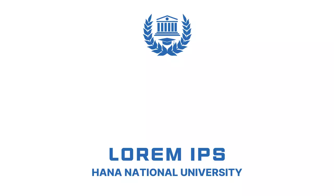 Barang promosi sekolah berwarna biru dengan logo kemenangan dan gedung sekolah