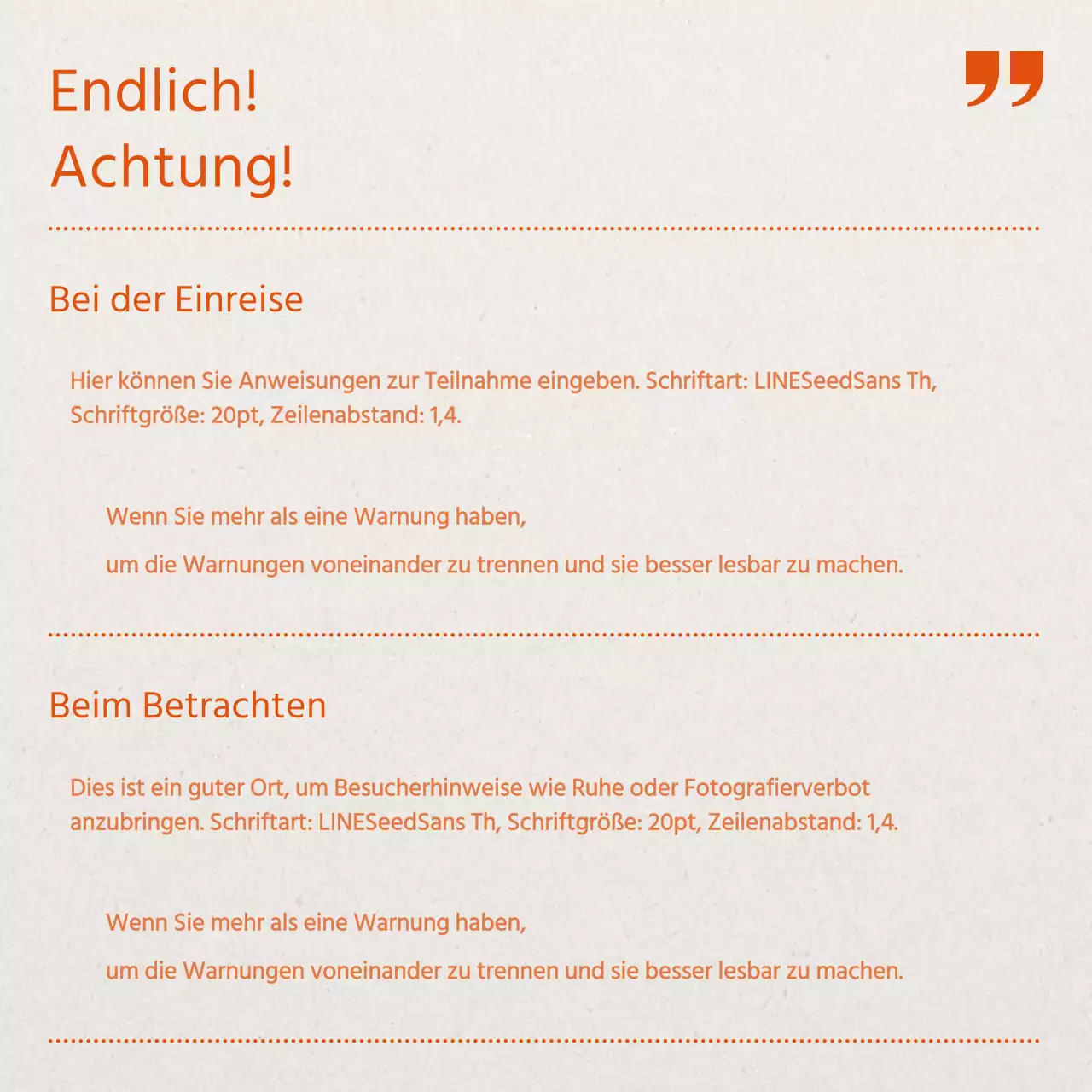 Förderung eines modernen Informationszentrums in Orange und Beige