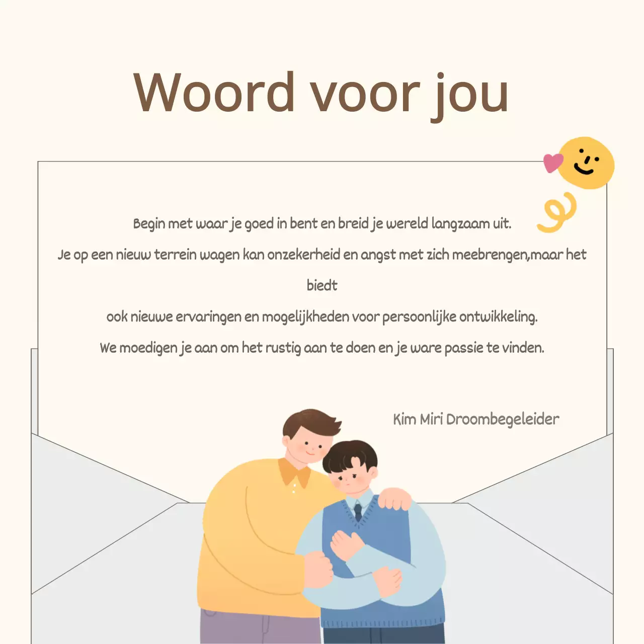 De lichtblauwe en gele nieuwsbrief over counseling