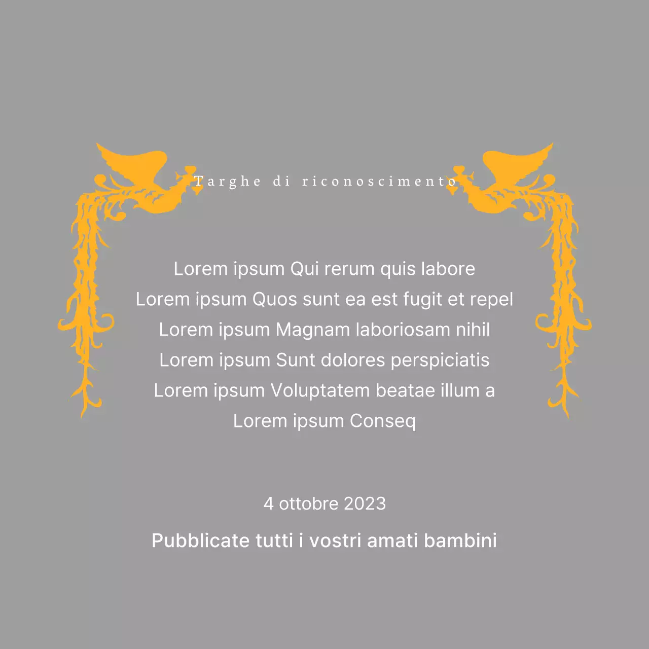 Targa di ringraziamento a tema Festa della Mamma con illustrazione di una fenice