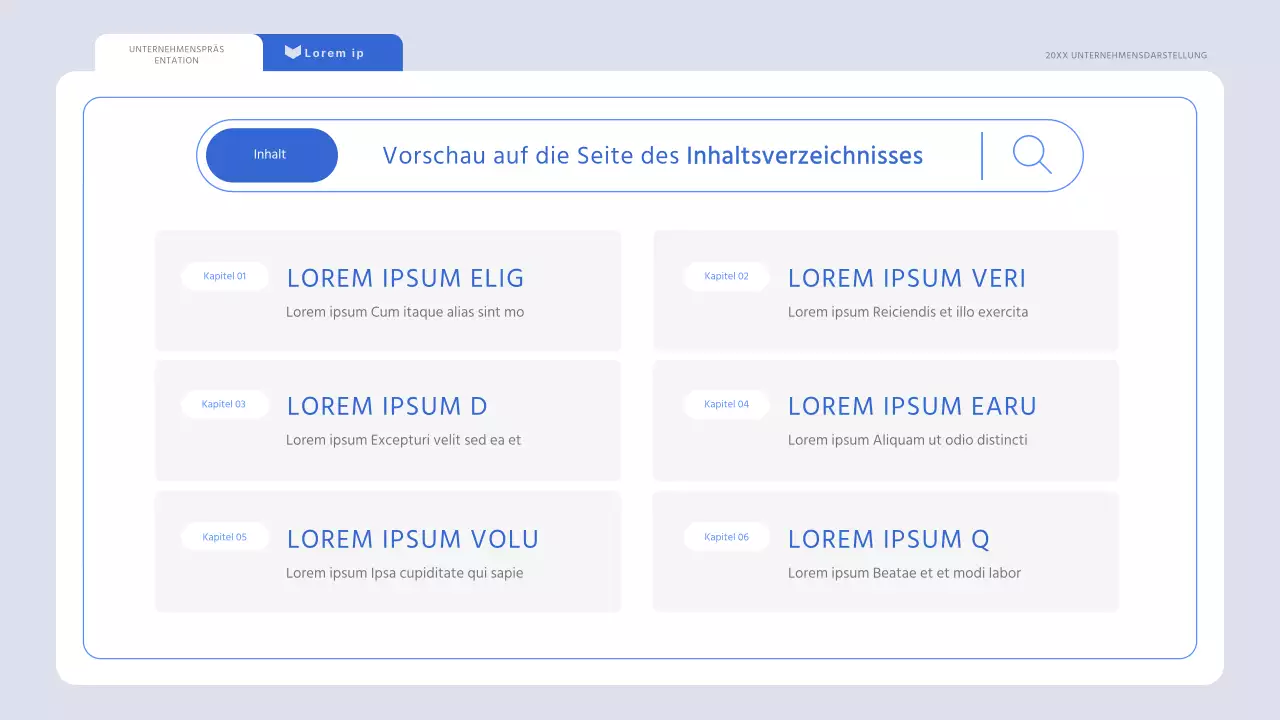 Ein minimalistischer Marktforschungsbericht in Hellblau