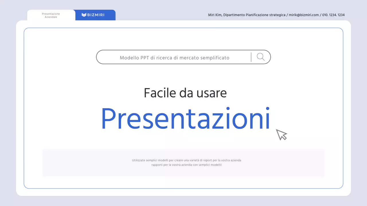 Una ricerca di mercato minimalista in azzurro