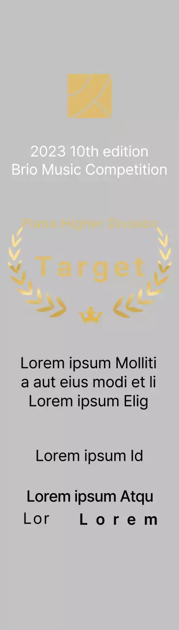 Plakat pemenang konsep kompetisi dengan garis-garis laurel dan ilustrasi mahkota