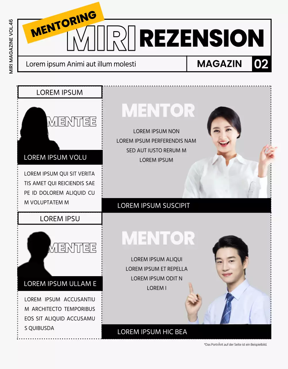 Moderne Firmenzeitschrift in Grau und Schwarz