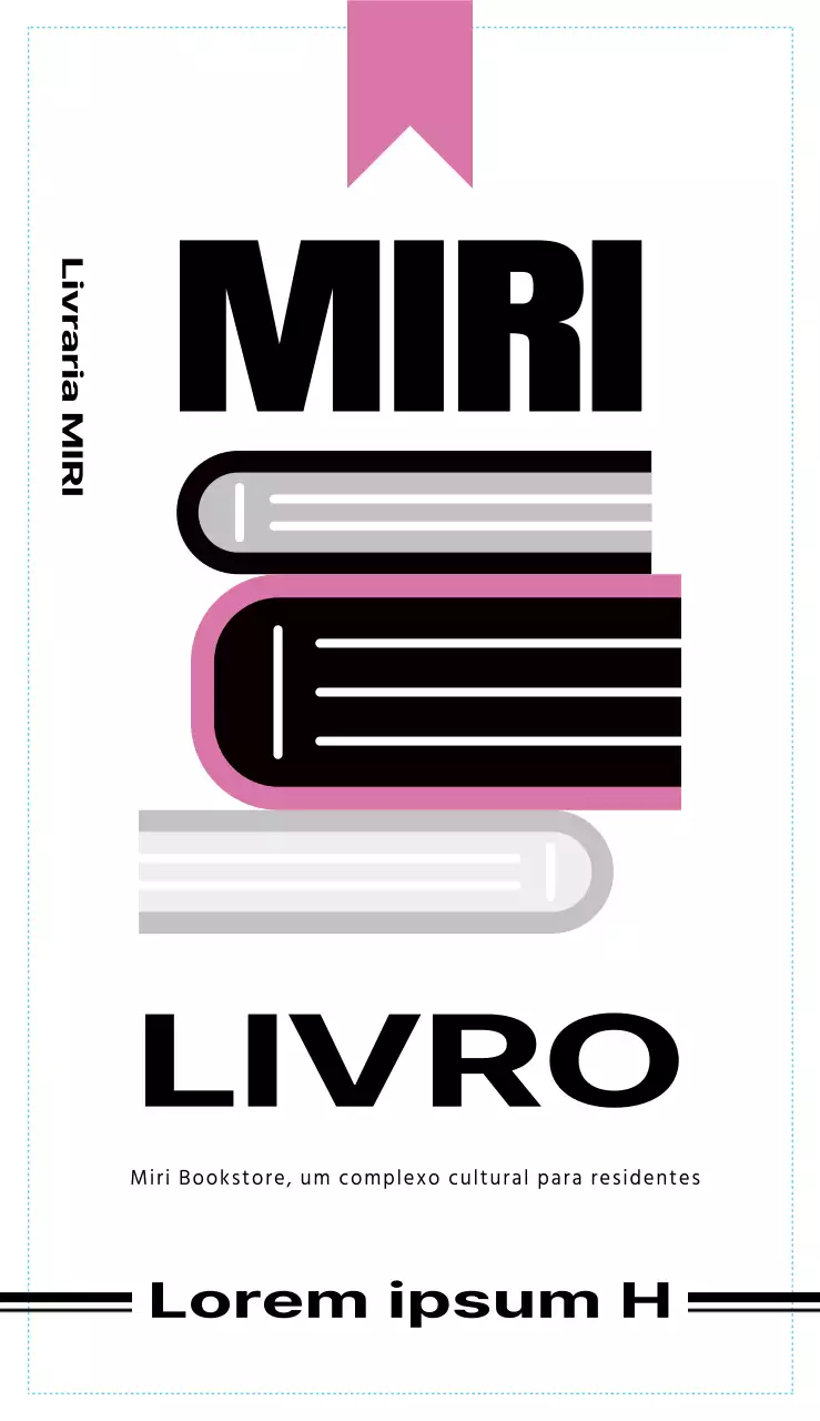 Um guia para livrarias de pequenas empresas com um tipo de letra inglês simples e arrojado e um esquema de ilustração de livros, acentuado com cor-de-rosa.