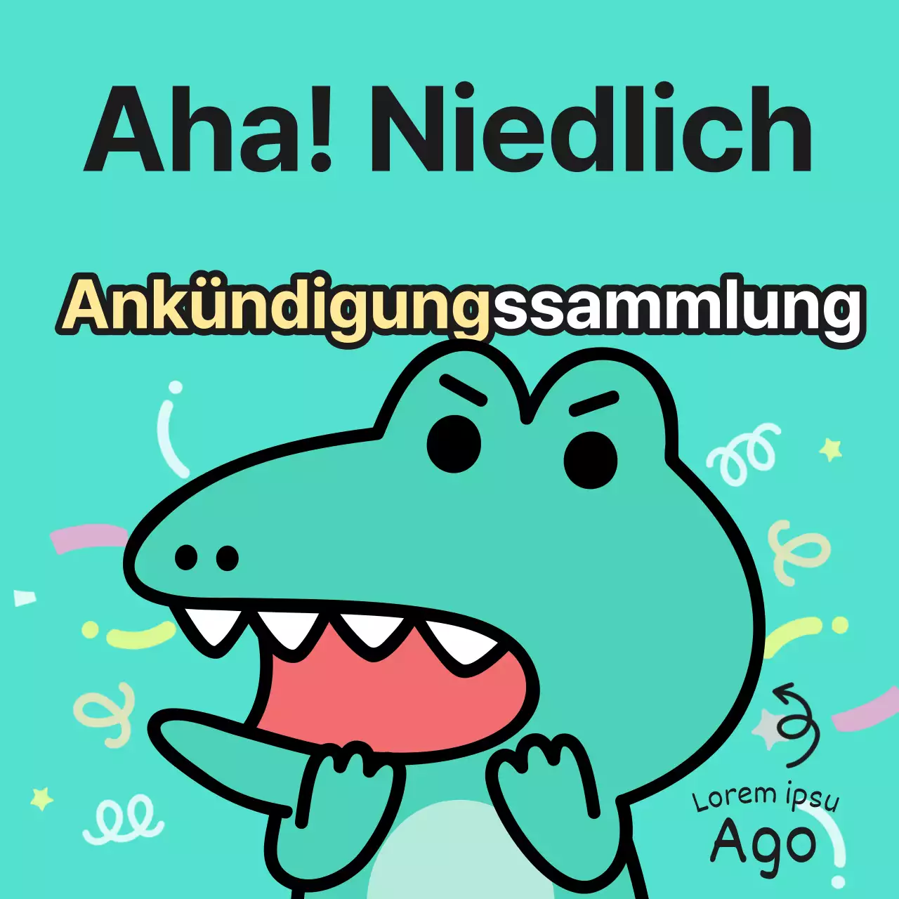 Ankündigungen von Argo, einer kitschigen Figur mit mintfarbenem Hintergrund