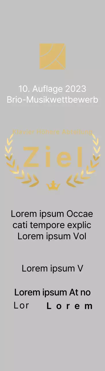 Siegerplakette des Wettbewerbskonzepts mit Lorbeerlinien und Kronenillustration