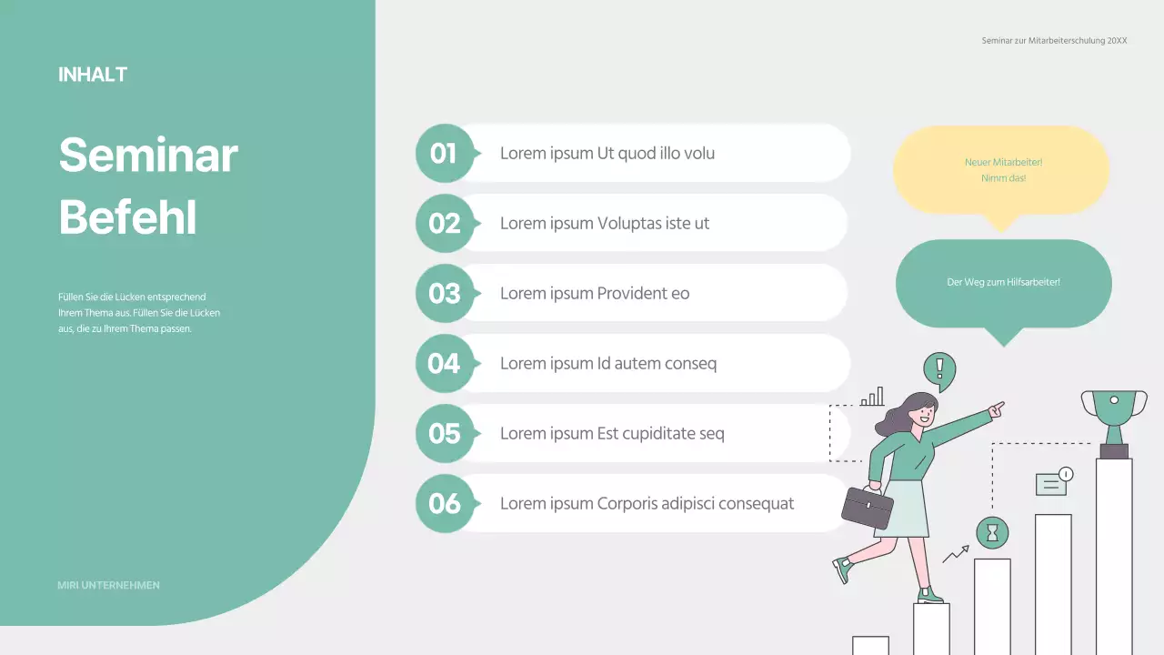 Grünes und einfaches Schulungsmaterial für das Einführungsseminar für neue Mitarbeiter