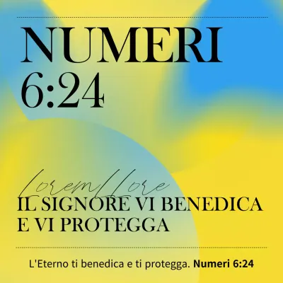 Semplice post con versetti biblici cristiani in giallo e azzurro