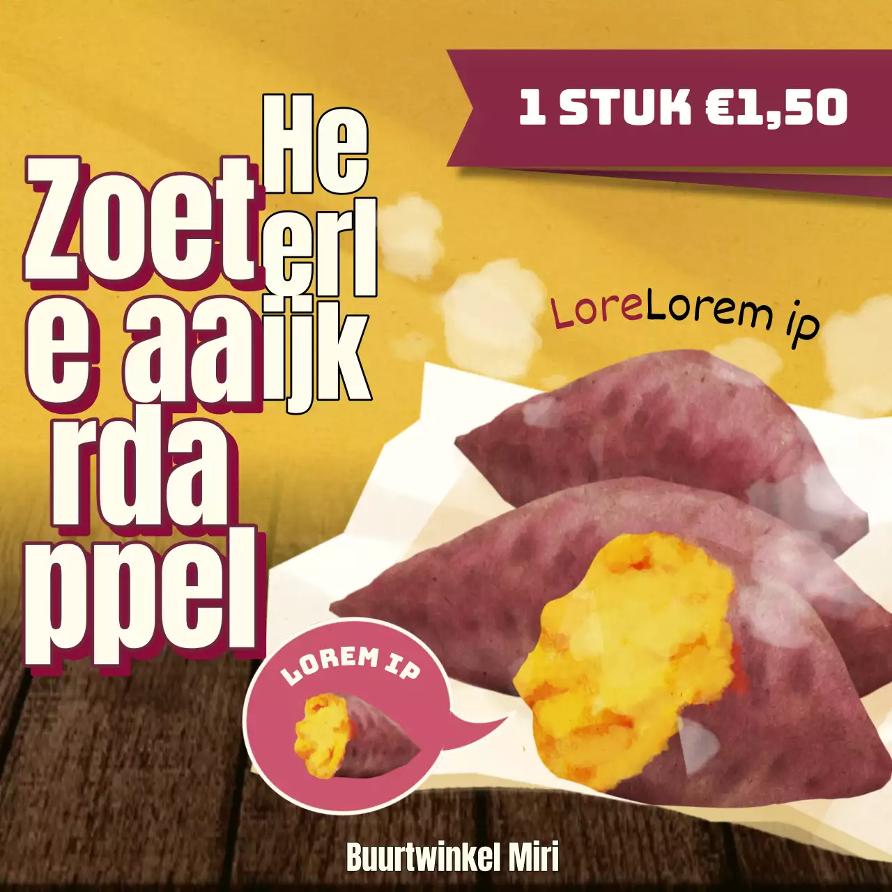 Promoot de gele, schattige wintersnack zoete aardappel