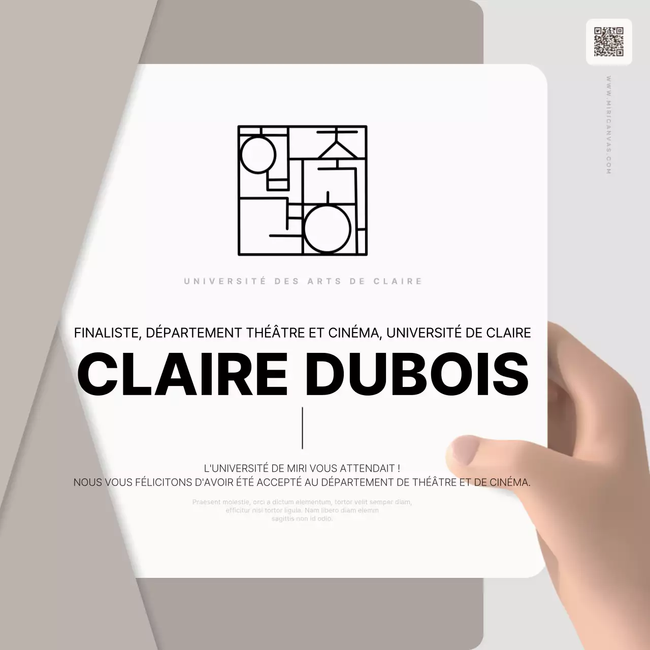 Annonces d'acceptation élégantes en blanc et beige