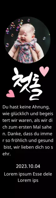 Plakette zum Thema Babyparty mit Kalligraphie zum ersten Geburtstag und Babyfoto