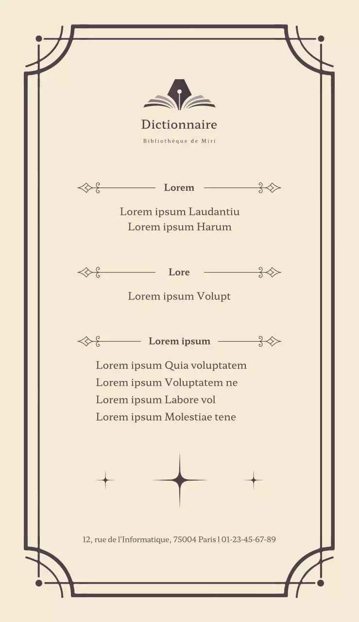 Un guide de bibliothèque simple et classique en marron et ivoire