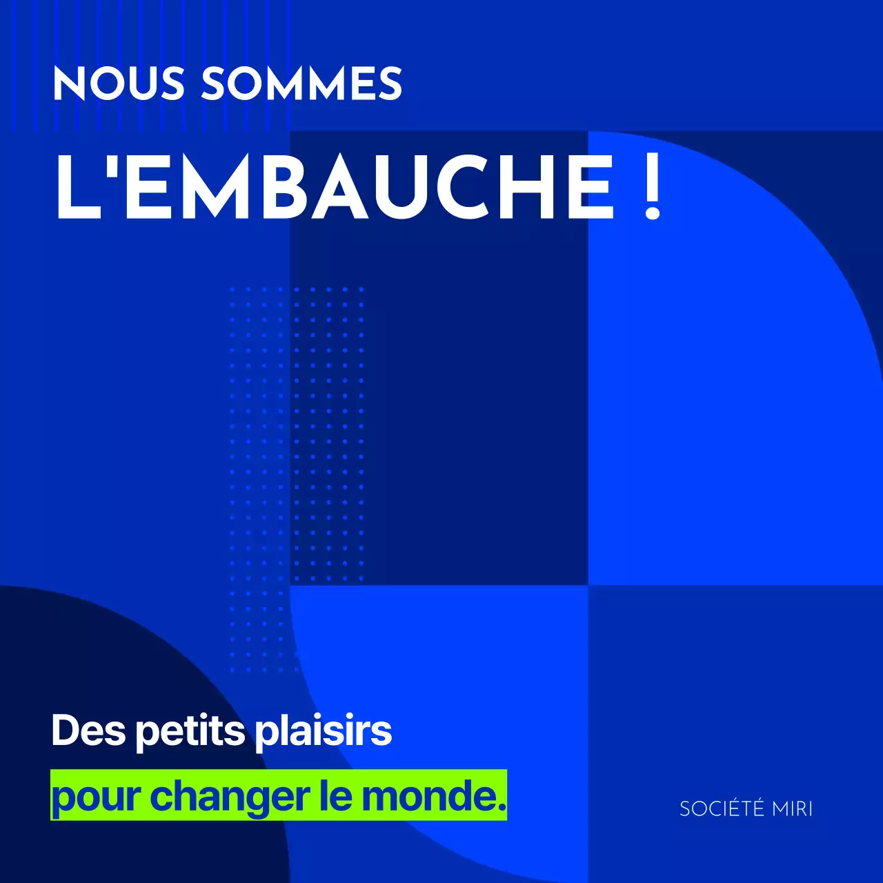 Offre d'emploi minimaliste en bleu et chartreuse