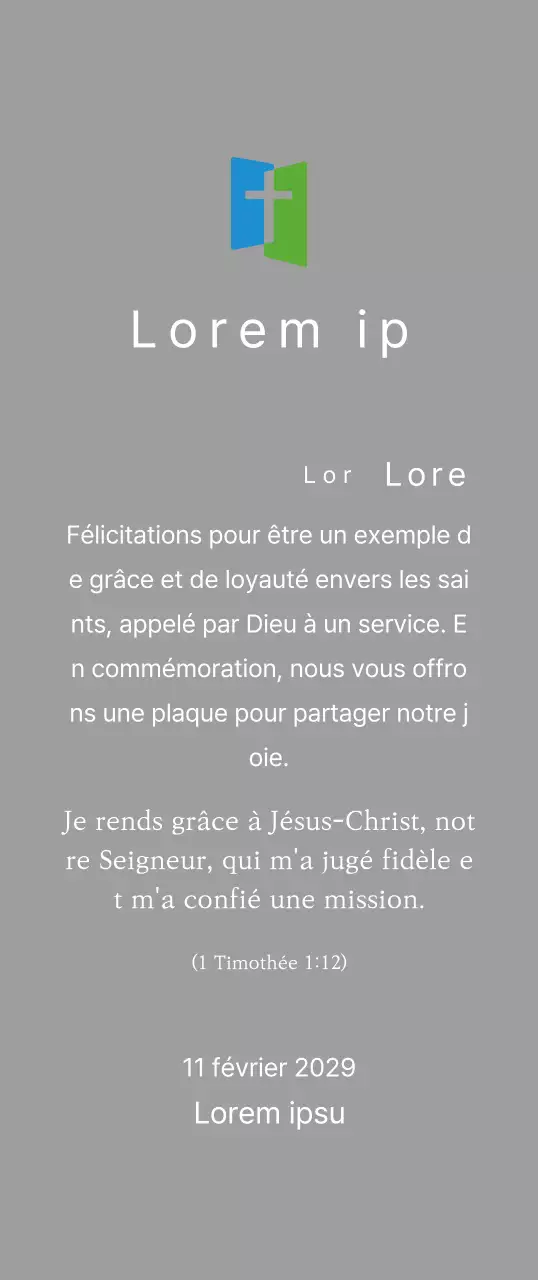 Plaque avec logo de l'église