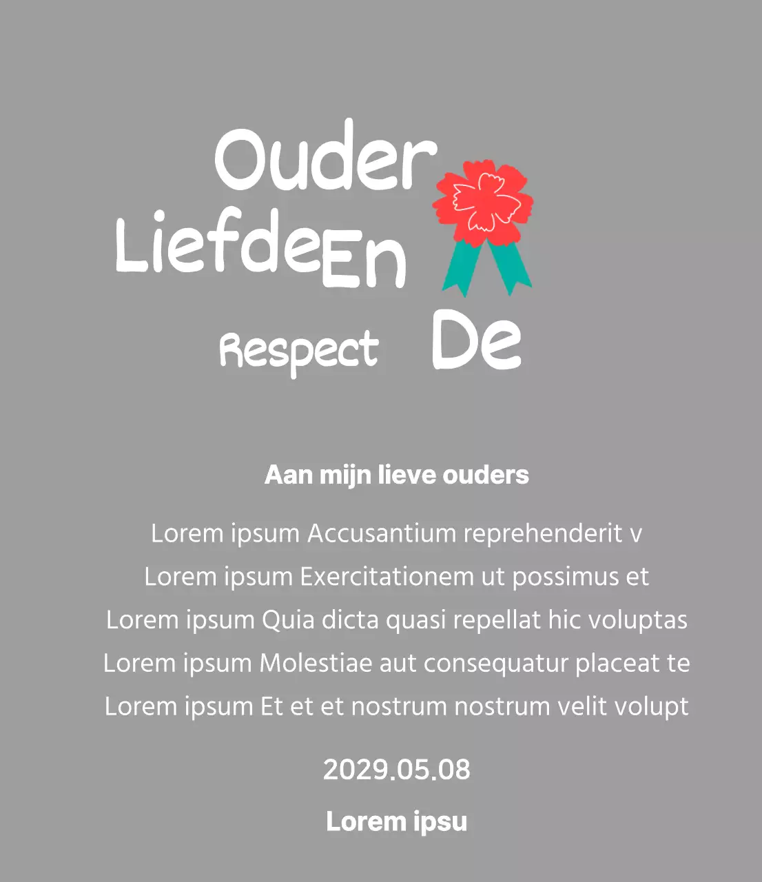 Moederdag kalligrafie met rode anjer illustratie