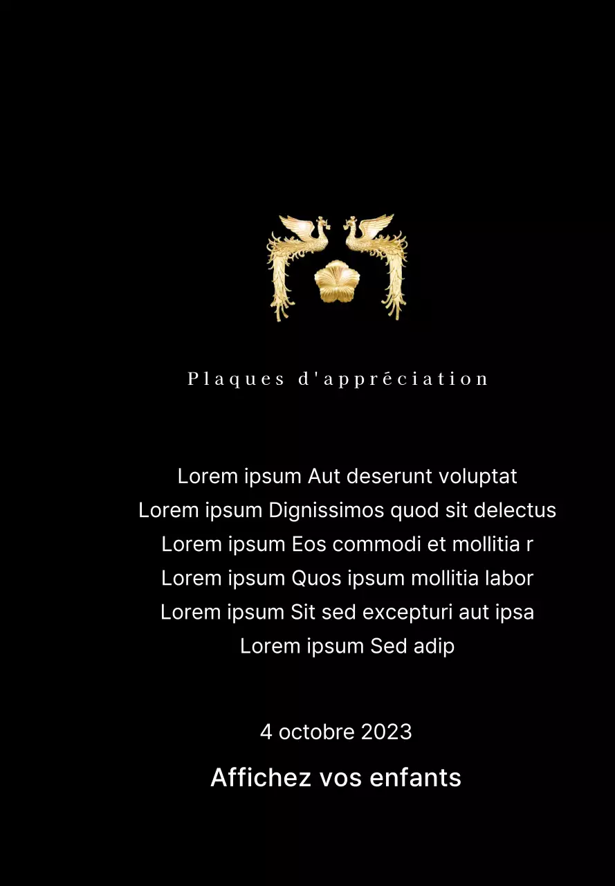 Plaque de remerciement sur le thème de la fête des mères avec illustration d'un phénix