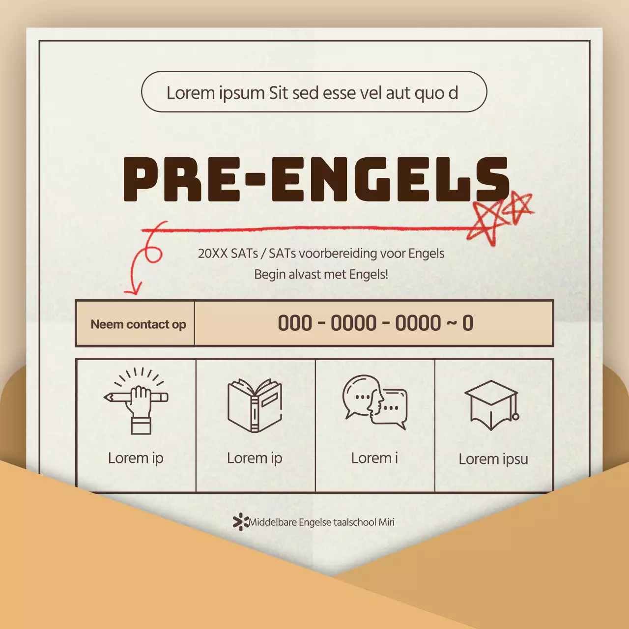 Een eenvoudig beige en rood trendanalyserapport voor SAT-examens voor academies