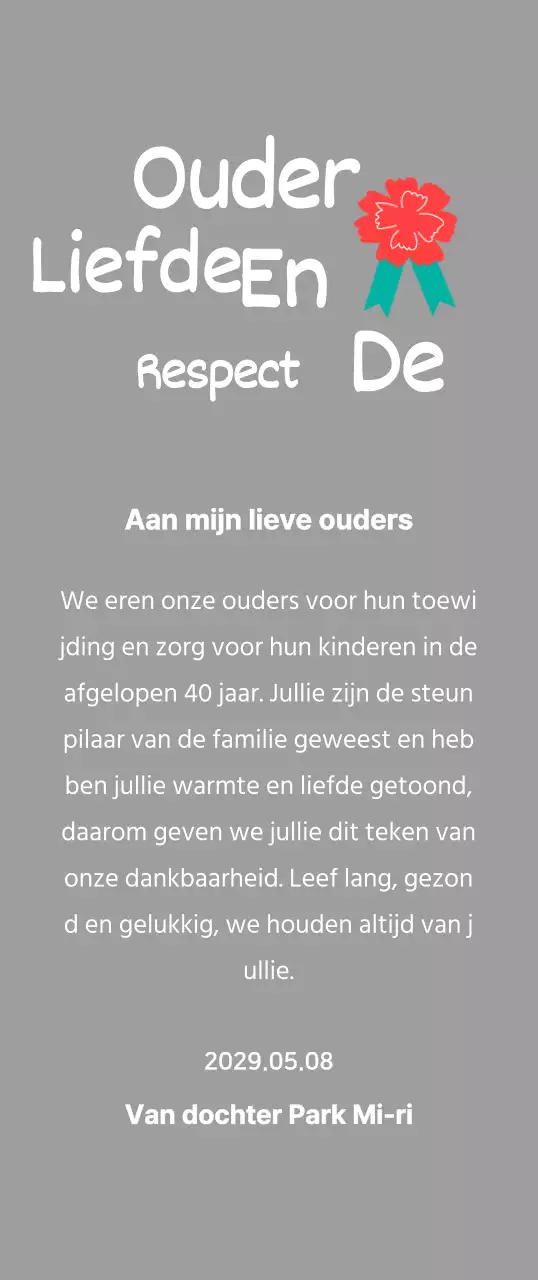 Moederdag kalligrafie met rode anjer illustratie